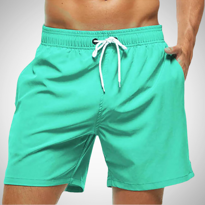 "Schnelltrocknende Herren Badehose, einfarbig, komfortabler Bund mit Kordelzug, ideal für Strand und Schwimmbad."