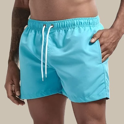 "Schnelltrocknende Herren Badeshorts, braun, elastischer Bund, zeitloses Design, seitentaschen, sommerlicher Stil"