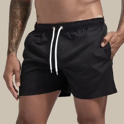 "Schnelltrocknende Herren Badeshorts, braun, elastischer Bund, zeitloses Design, seitentaschen, sommerlicher Stil"