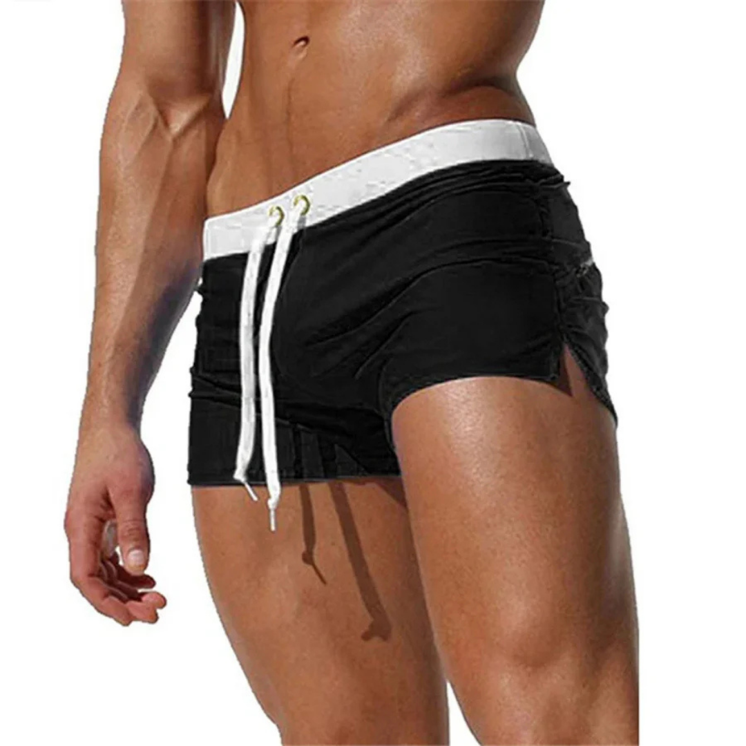 "Schnelltrocknende Herren Badeshorts mit Kordelzug, wasserdicht, blau, ideal für Strand- und Wasseraktivitäten."