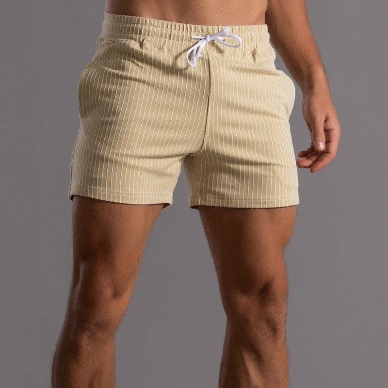 "Schnelltrocknende Herren Badeshorts Ripstop-Polyester in Blau, kurzer Schnitt, elastischer Bund, Frontansicht"