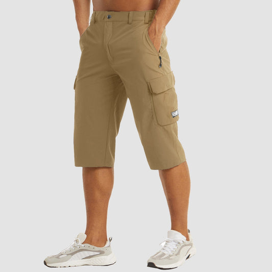 "Schnelltrocknende Herren Cargo Shorts, vielseitig, beige, mit vielen Taschen, ideal für Outdoor-Abenteuer und Komfort."