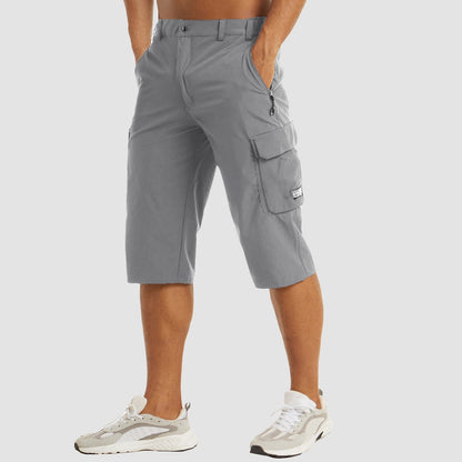 "Schnelltrocknende Herren Cargo Shorts, vielseitig, beige, mit vielen Taschen, ideal für Outdoor-Abenteuer und Komfort."