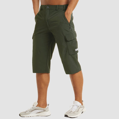 "Schnelltrocknende Herren Cargo Shorts, vielseitig, beige, mit vielen Taschen, ideal für Outdoor-Abenteuer und Komfort."