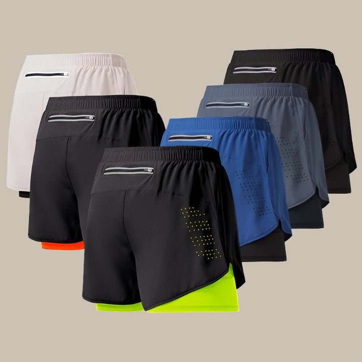 "Schnelltrocknende Herren Laufshorts mit Reißverschluss, schwarz, atmungsaktiv, ideal für Sport und Fitness, Größe M"