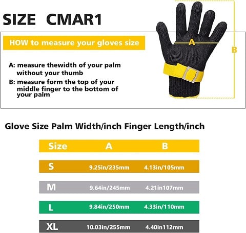 "Schnittfester Edelstahl-Mesh Handschuh, graue Struktur, blauer Verschluss, ideal für Küchen, Fleischverarbeitung"