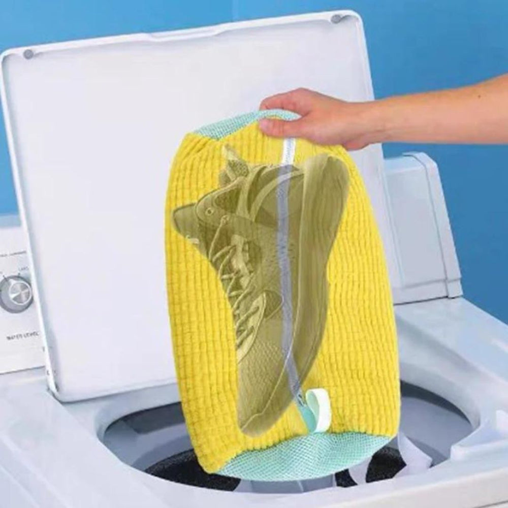Schuhwaschbeutel für Waschmaschine, weiß, sicherer Reißverschluss, ideal zur gründlichen Schuhreinigung, 1.000 Borsten.