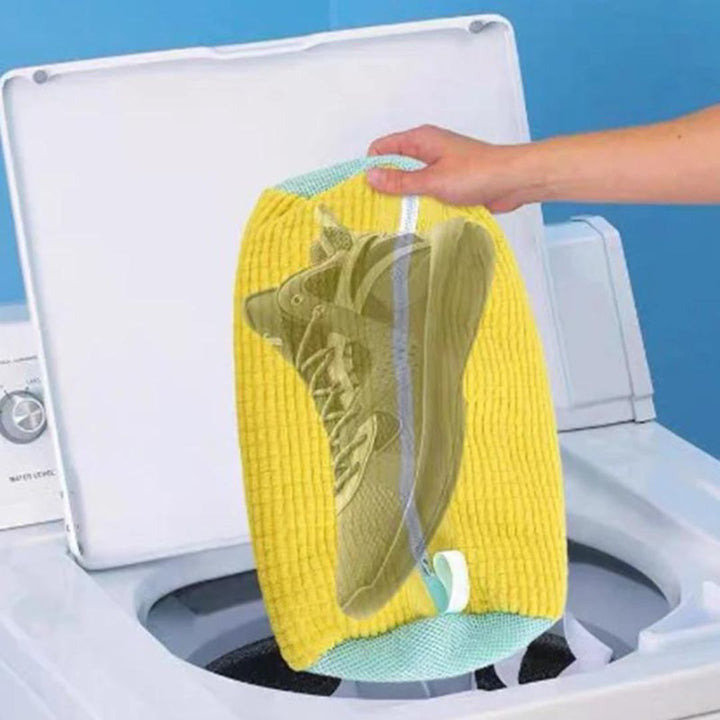 Schuhwaschbeutel für Waschmaschine, weiß, sicherer Reißverschluss, ideal zur gründlichen Schuhreinigung, 1.000 Borsten.