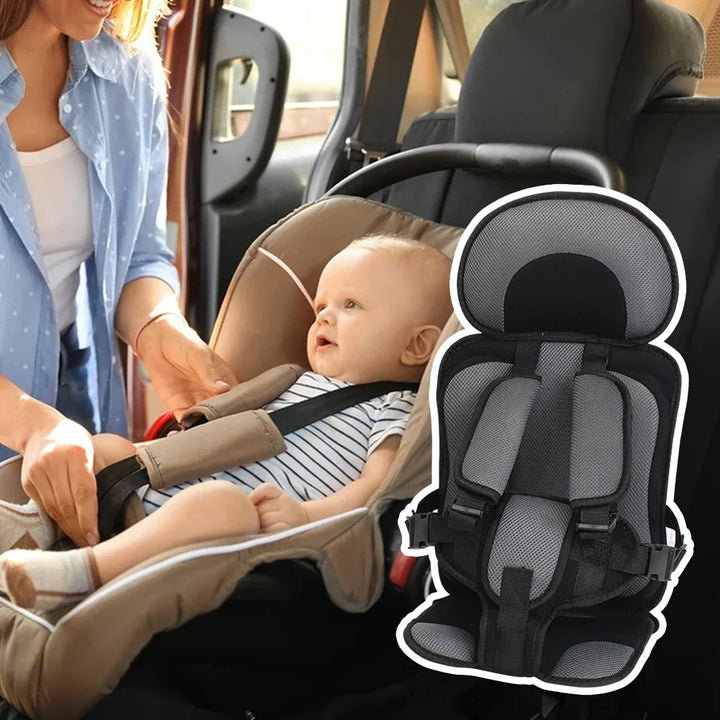 Schützender Kindersitz, ergonomisch, mit Seitenaufprallschutz, einfache Installation, waschbare Bezüge, moderne Optik.