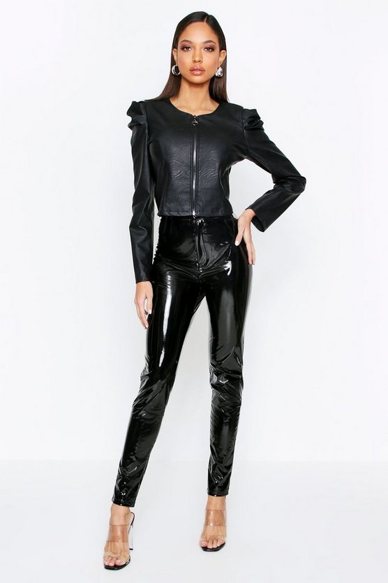 Schwarze Damen Lederjacke aus hochwertigem Leder, elegant und vielseitig einsetzbar, perfekte Passform, zeitloses Design.