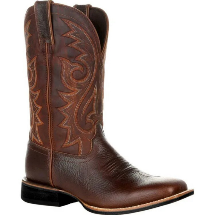 Schwarze Herren-Cowboystiefel im Westernstil, zeitlos elegant mit robusten Sohlen und weichem Innenfutter für hohen Komfort.