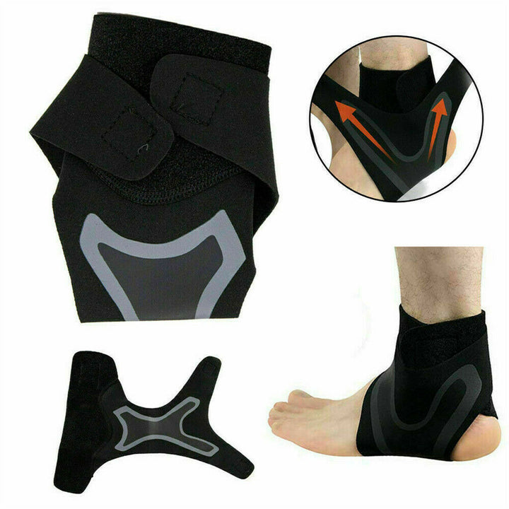 "Schwarze Knöchelbandage für Schmerzlinderung, Stabilität und Komfort, ergonomisches Design für Sport und Alltag."