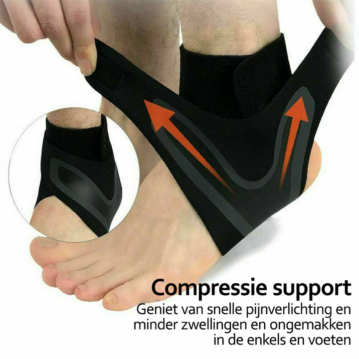 "Schwarze Knöchelbandage für Schmerzlinderung, Stabilität und Komfort, ergonomisches Design für Sport und Alltag."