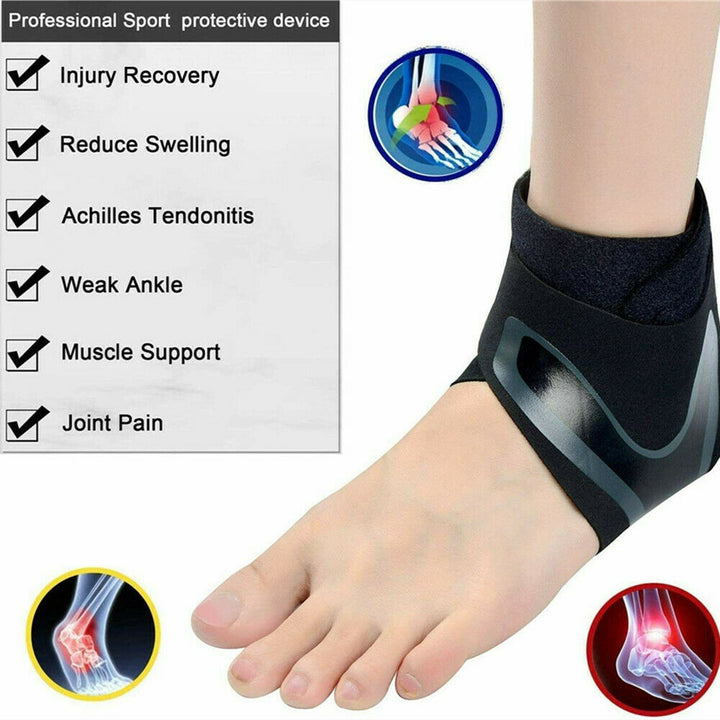 "Schwarze Knöchelbandage für Schmerzlinderung, Stabilität und Komfort, ergonomisches Design für Sport und Alltag."