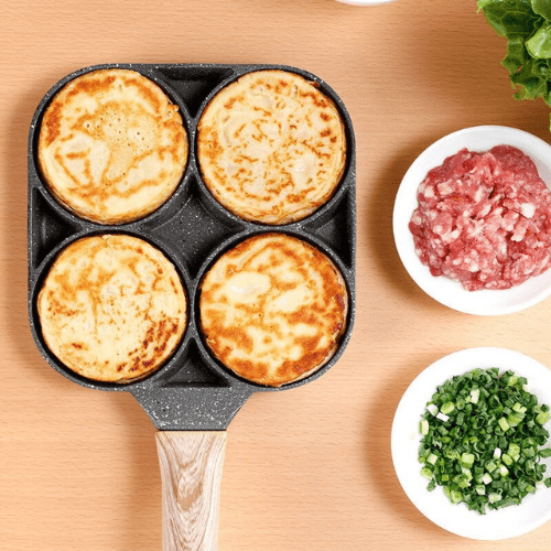 "Schwarze Multifunktionspfanne mit 4-in-1-Funktion und Antihaftbeschichtung für vielseitiges Kochen auf allen Herdarten"