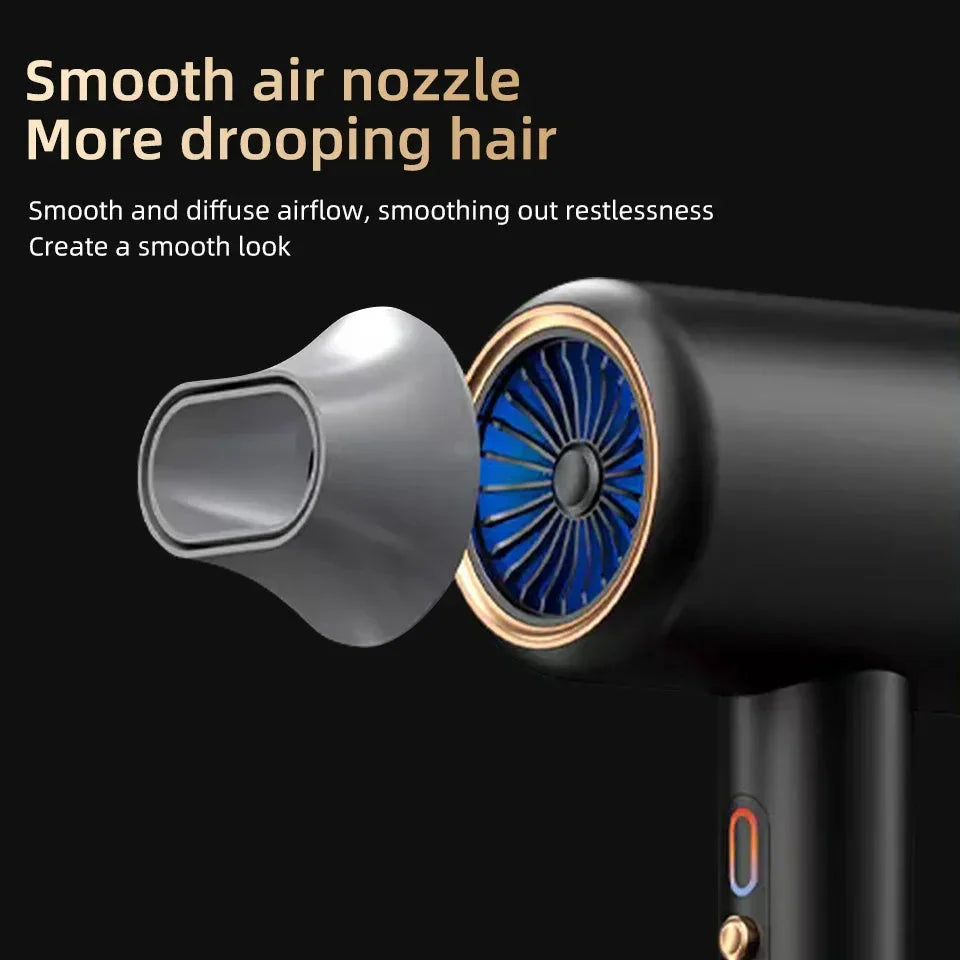 "Schwarzer 2400W Haartrockner mit Ionentechnologie, ergonomischem Griff und Kalt-/Warmluftfunktion für Profi-Styling."