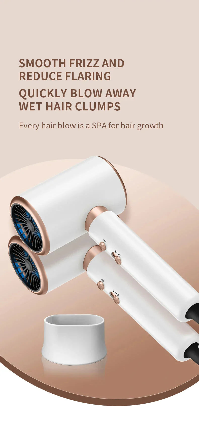 "Schwarzer 2400W Haartrockner mit Ionentechnologie, ergonomischem Griff und Kalt-/Warmluftfunktion für Profi-Styling."