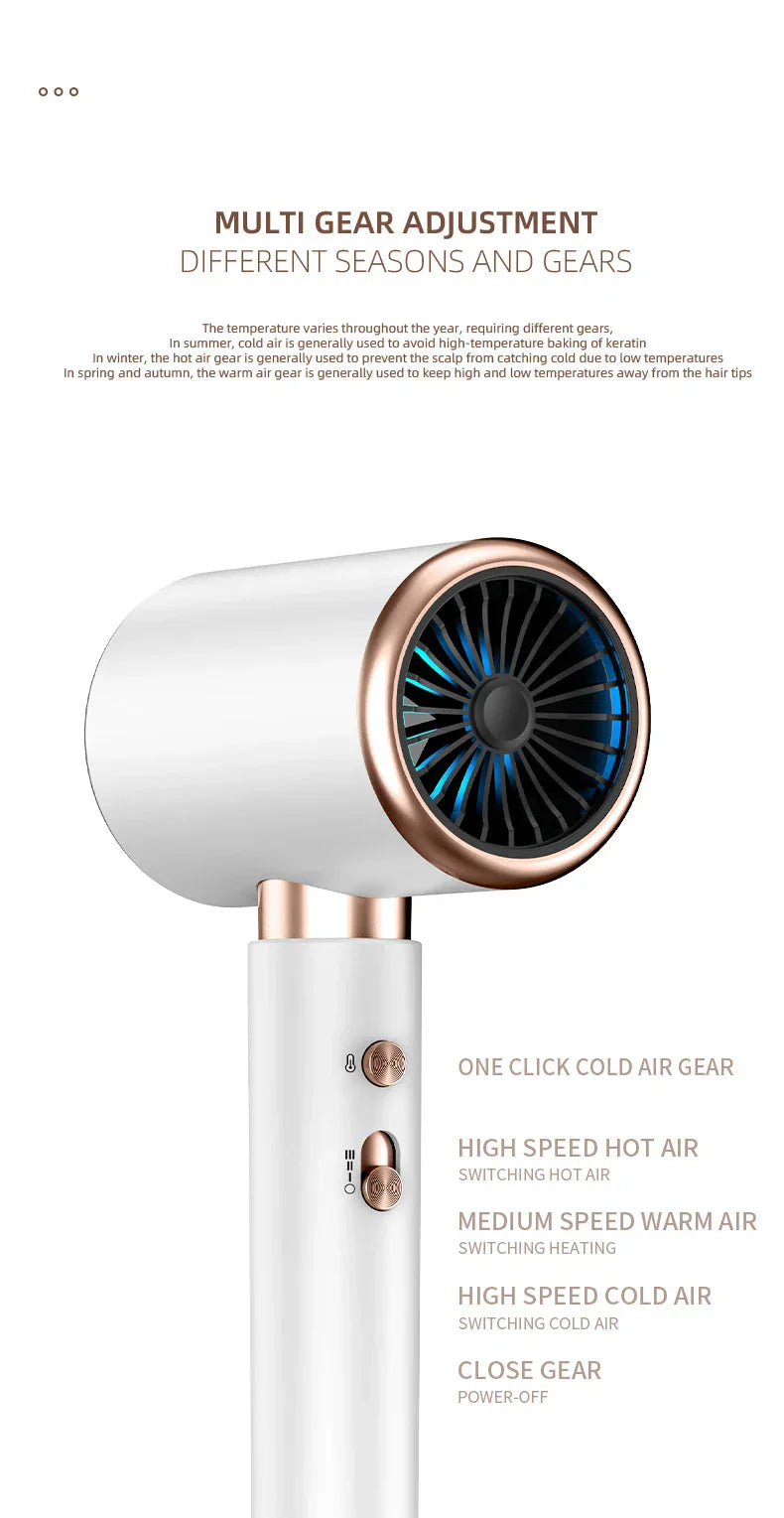"Schwarzer 2400W Haartrockner mit Ionentechnologie, ergonomischem Griff und Kalt-/Warmluftfunktion für Profi-Styling."