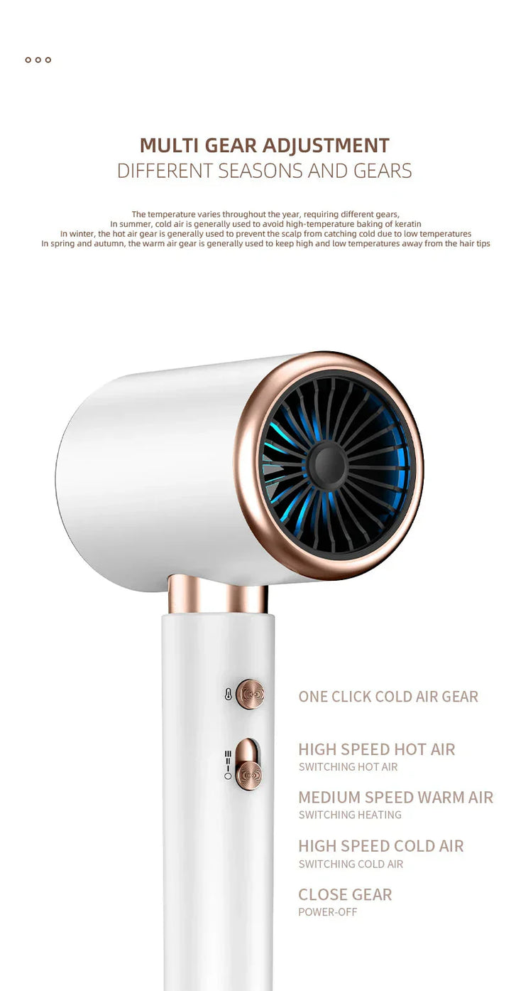 "Schwarzer 2400W Haartrockner mit Ionentechnologie, ergonomischem Griff und Kalt-/Warmluftfunktion für Profi-Styling."