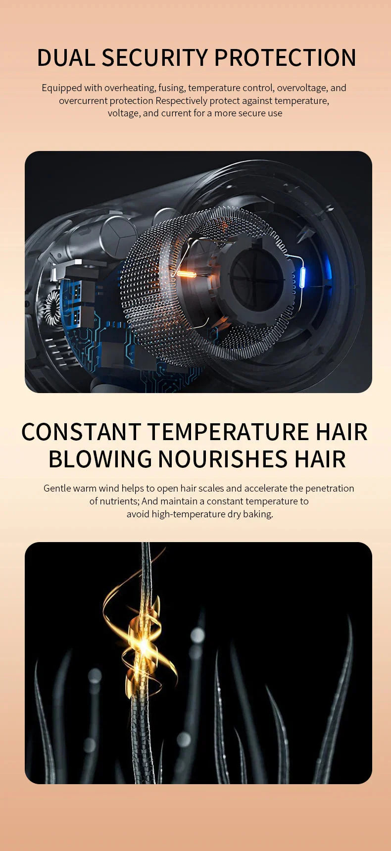 "Schwarzer 2400W Haartrockner mit Ionentechnologie, ergonomischem Griff und Kalt-/Warmluftfunktion für Profi-Styling."
