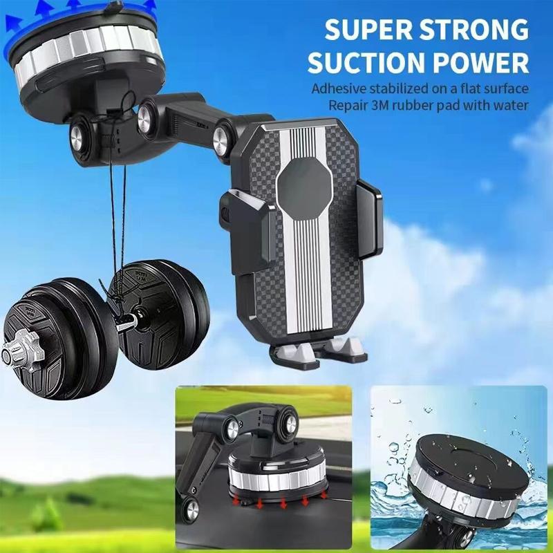 "Schwarzer Super Adsorption Telefonhalter mit starkem Saugnapf, robustem Design und 360-Grad-Drehung für Smartphones."