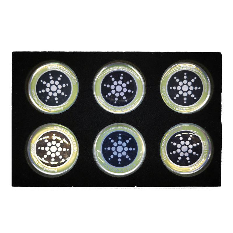 "Sechs Handy Strahlenschutz Aufkleber in Gold und Silber für elektrosmogfreien Gebrauch und besseren Schlaf"