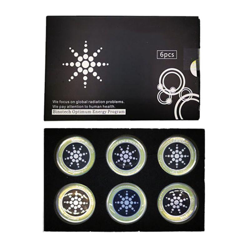 "Sechs Handy Strahlenschutz Aufkleber in Gold und Silber für elektrosmogfreien Gebrauch und besseren Schlaf"