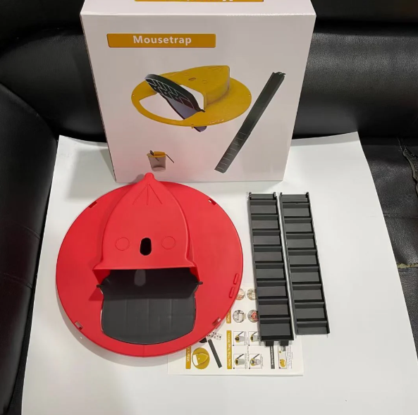 "Selbstschließende Mausefalle, robustes Design, automatischer Reset, hygienisch, ideal für den Haushalt, einfache Reinigung"