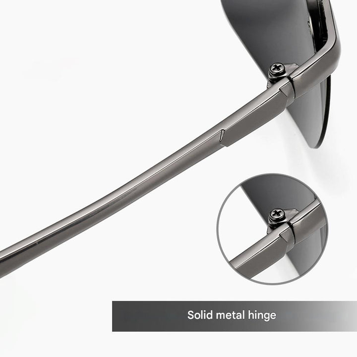 Selbsttönende Polarisationsbrille, schwarz, mit metallischem Rahmen, ideal bei Sonnenlicht, UV400-Schutz, polarisiert.