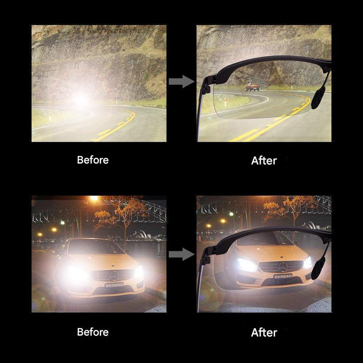 Selbsttönende Polarisationsbrille, schwarz, mit metallischem Rahmen, ideal bei Sonnenlicht, UV400-Schutz, polarisiert.