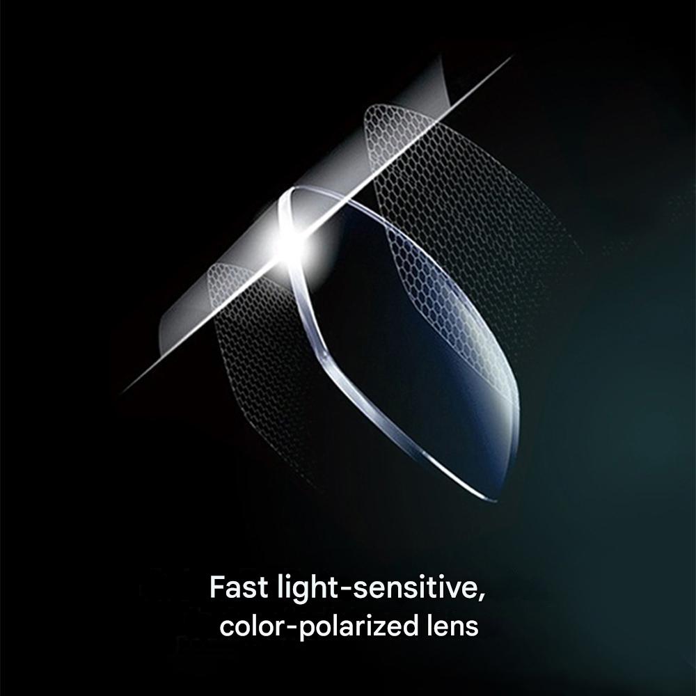Selbsttönende Polarisationsbrille, schwarz, mit metallischem Rahmen, ideal bei Sonnenlicht, UV400-Schutz, polarisiert.