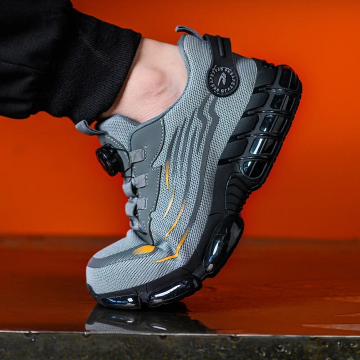 "Sicherheitsschuhe seitlich mit Stahlkappe und rutschfester Sohle, ideal für Arbeit und Freizeit, modernes Design"