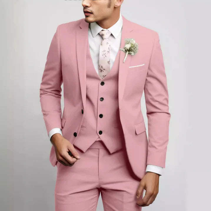 "Slim Fit Herren Anzug, 3-teilig, modern geschnitten, grau, ideal für Hochzeitsgäste und formelle Anlässe."