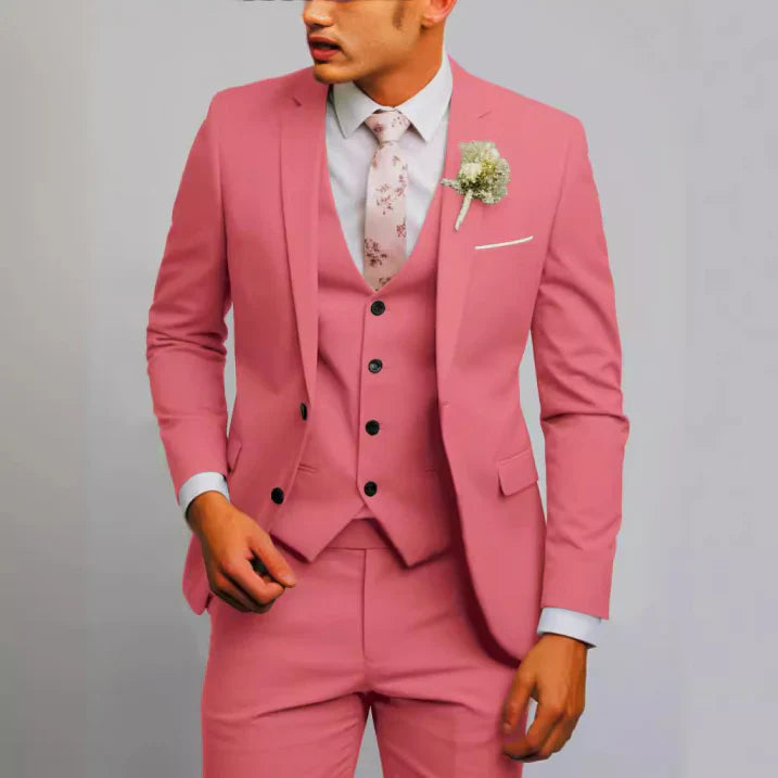"Slim Fit Herren Anzug, 3-teilig, modern geschnitten, grau, ideal für Hochzeitsgäste und formelle Anlässe."