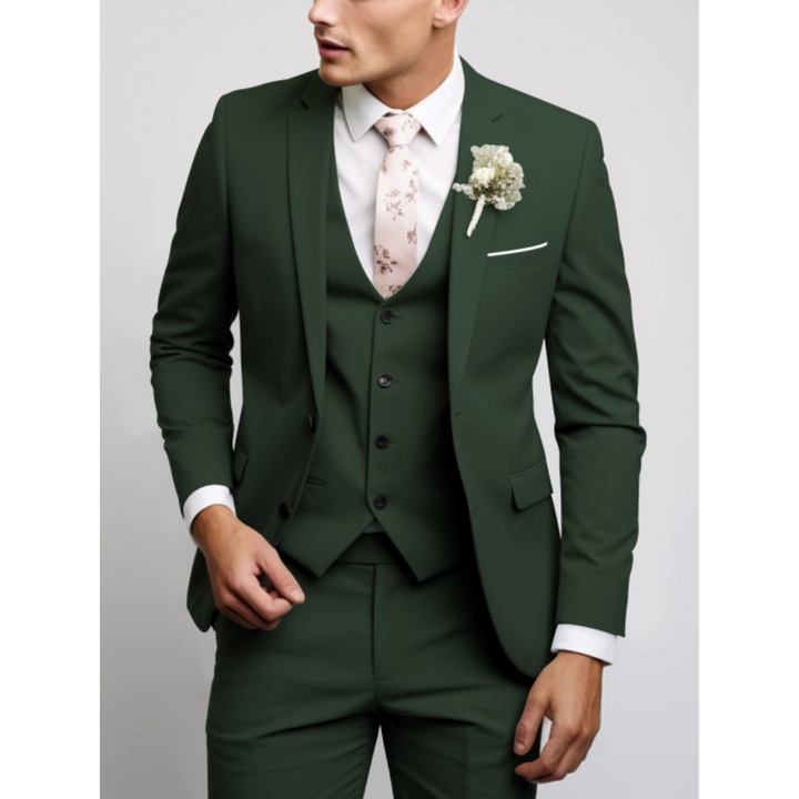 "Slim Fit Herren Anzug, 3-teilig, modern geschnitten, grau, ideal für Hochzeitsgäste und formelle Anlässe."