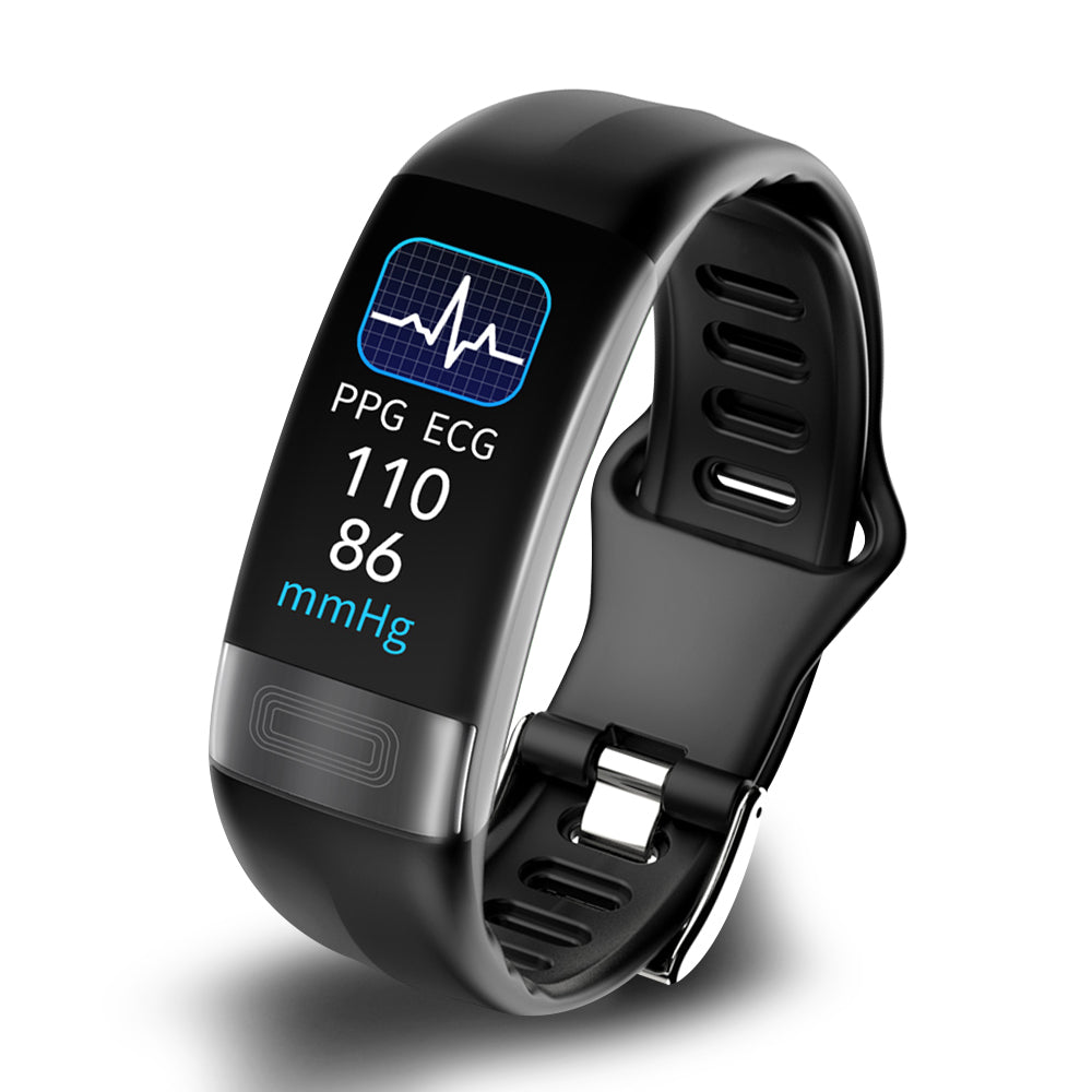"Smart Armband mit Blutdruckmonitor, EKG & Schlaftracker, FDA zugelassen. Schlankes Design, aus langlebigem Silikon."