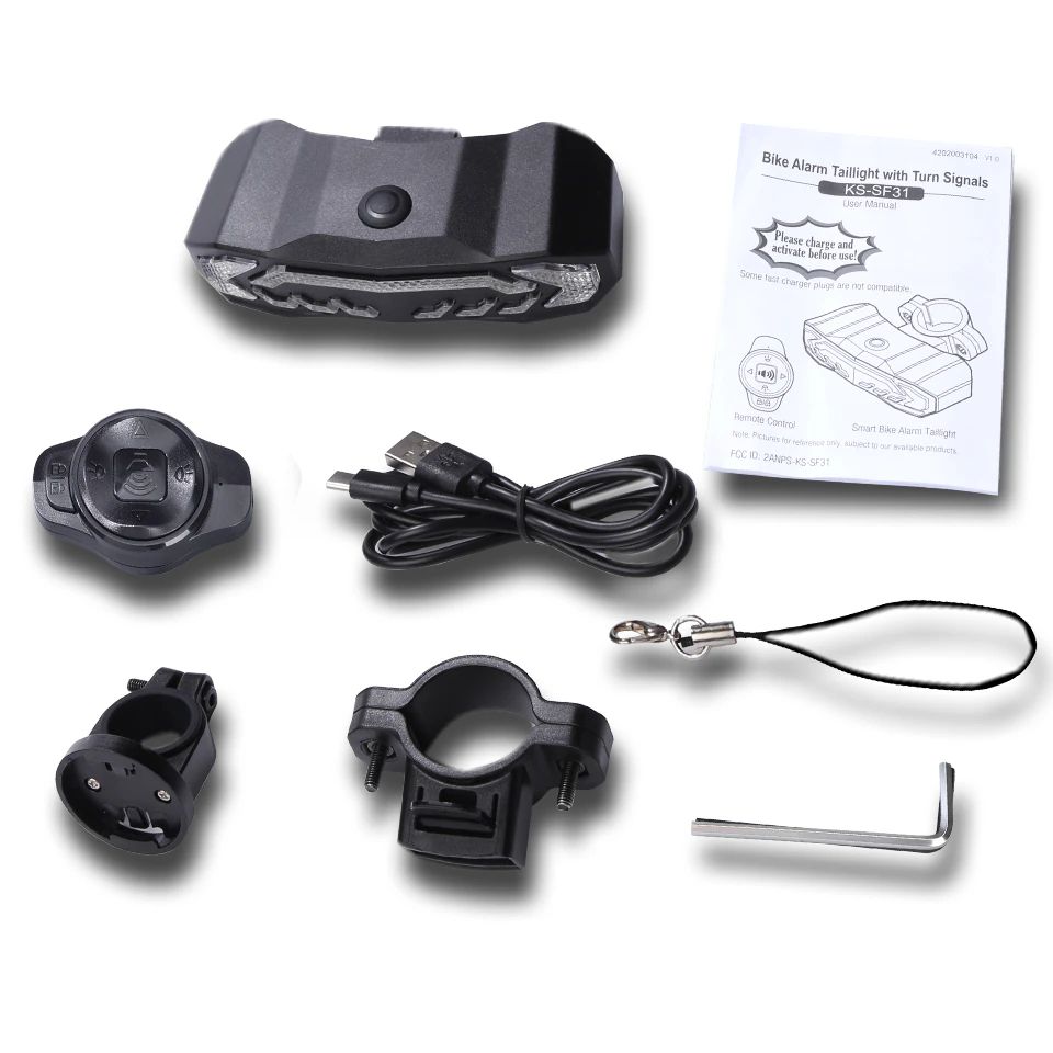 "Smart Rücklicht mit Alarm für Fahrräder, schwarz, 6 Lichtmodi, wetterfest, hohe Sichtbarkeit für Sicherheit und Diebstahlsch