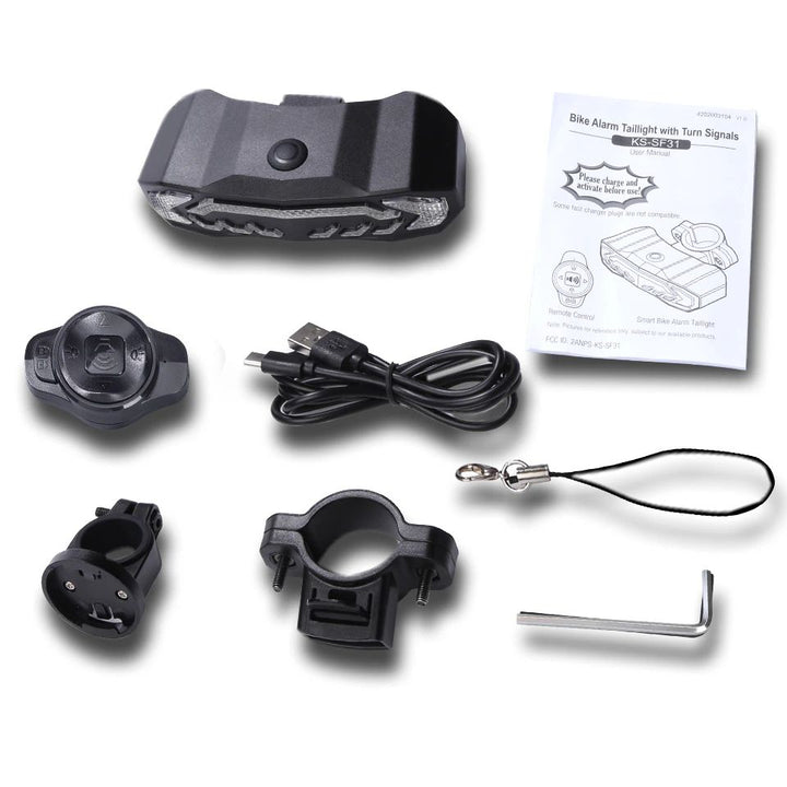 "Smart Rücklicht mit Alarm für Fahrräder, schwarz, 6 Lichtmodi, wetterfest, hohe Sichtbarkeit für Sicherheit und Diebstahlsch