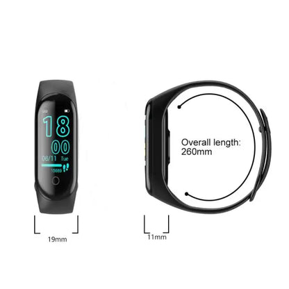 "Smartwatch mit Blutdruck- & Herzfrequenzmesser, schwarzer TFT-Touchscreen, wasserdicht IP67 für Gesundheitsüberwachung."