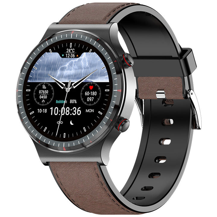 "Smartwatch mit EKG-Funktion, Herzfrequenz- und Blutsauerstoffmessung, elegantes Design, großer HD-Farbbildschirm."