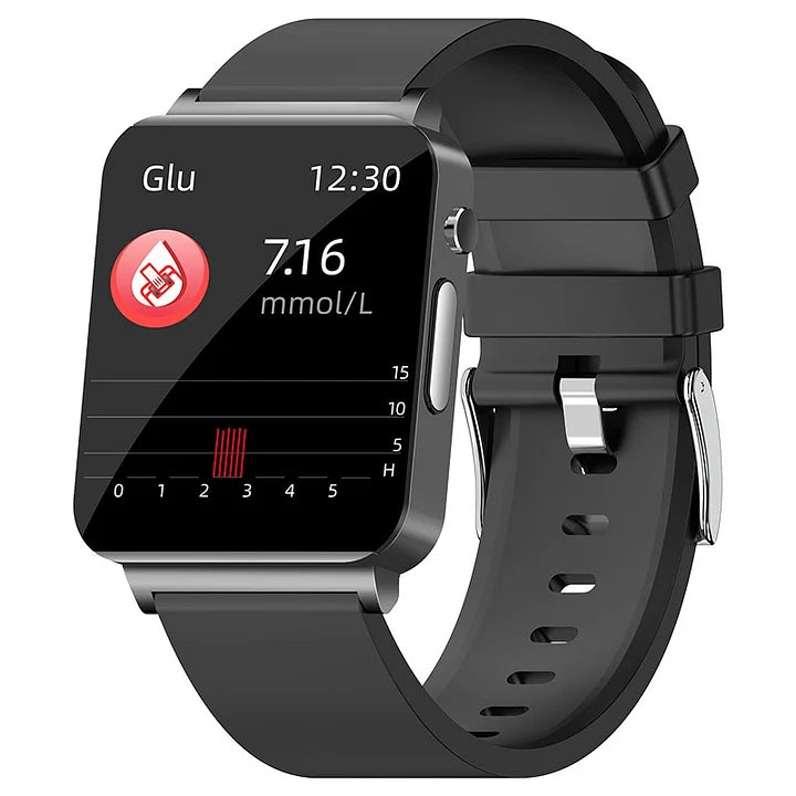 "Smartwatch mit glattem Display, ideal zur schmerzlosen Blutzuckermessung und Wellness-Überwachung für Gesundheit und Stil."