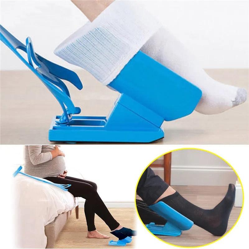 "Socken Anzieh Hilfe für Senioren in ergonomischem Design, perfekt für müheloses Anziehen ohne Bücken."