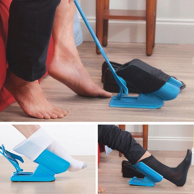 "Socken Anzieh Hilfe für Senioren in ergonomischem Design, perfekt für müheloses Anziehen ohne Bücken."