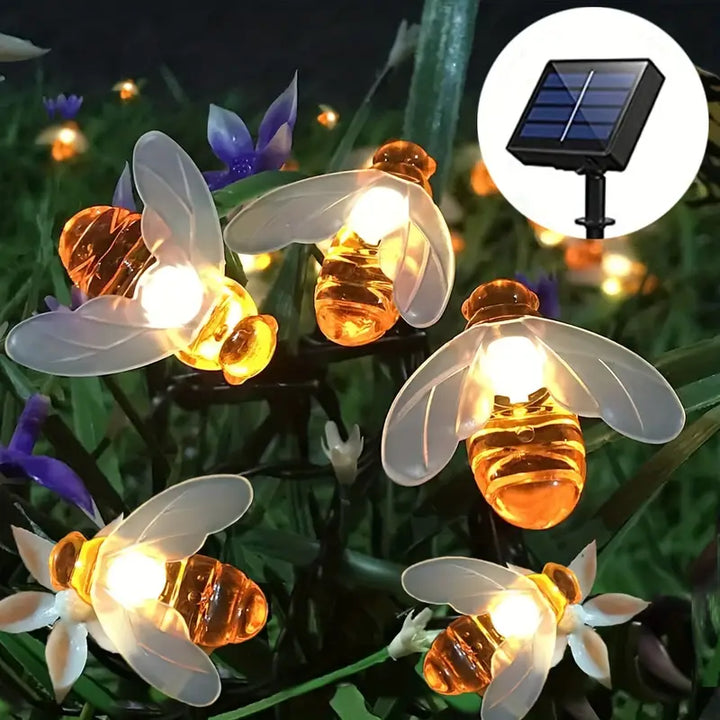 "Solar Gartenlichterkette in Blumenform, wetterfest, elegantes Ambiente, ideal für Gartenpartys und Outdoor-Nutzung."