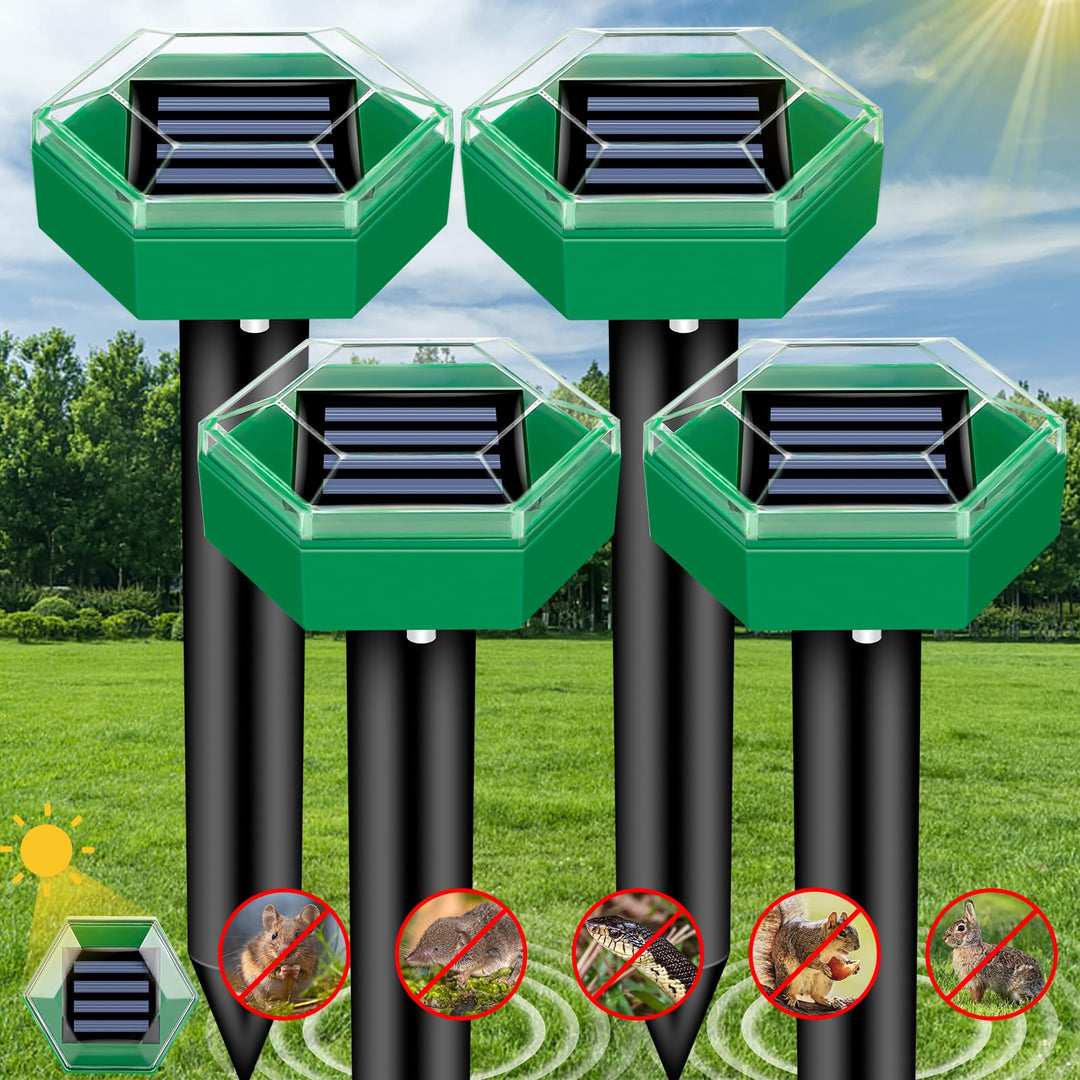 Solarbetriebene, wasserdichte Maulwurfabwehr mit Ultraschall im Einsatz. Effektiver Schutz für Ihren Garten, IP65 zertifizier