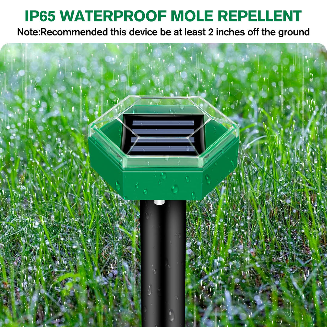 Solarbetriebene, wasserdichte Maulwurfabwehr mit Ultraschall im Einsatz. Effektiver Schutz für Ihren Garten, IP65 zertifizier