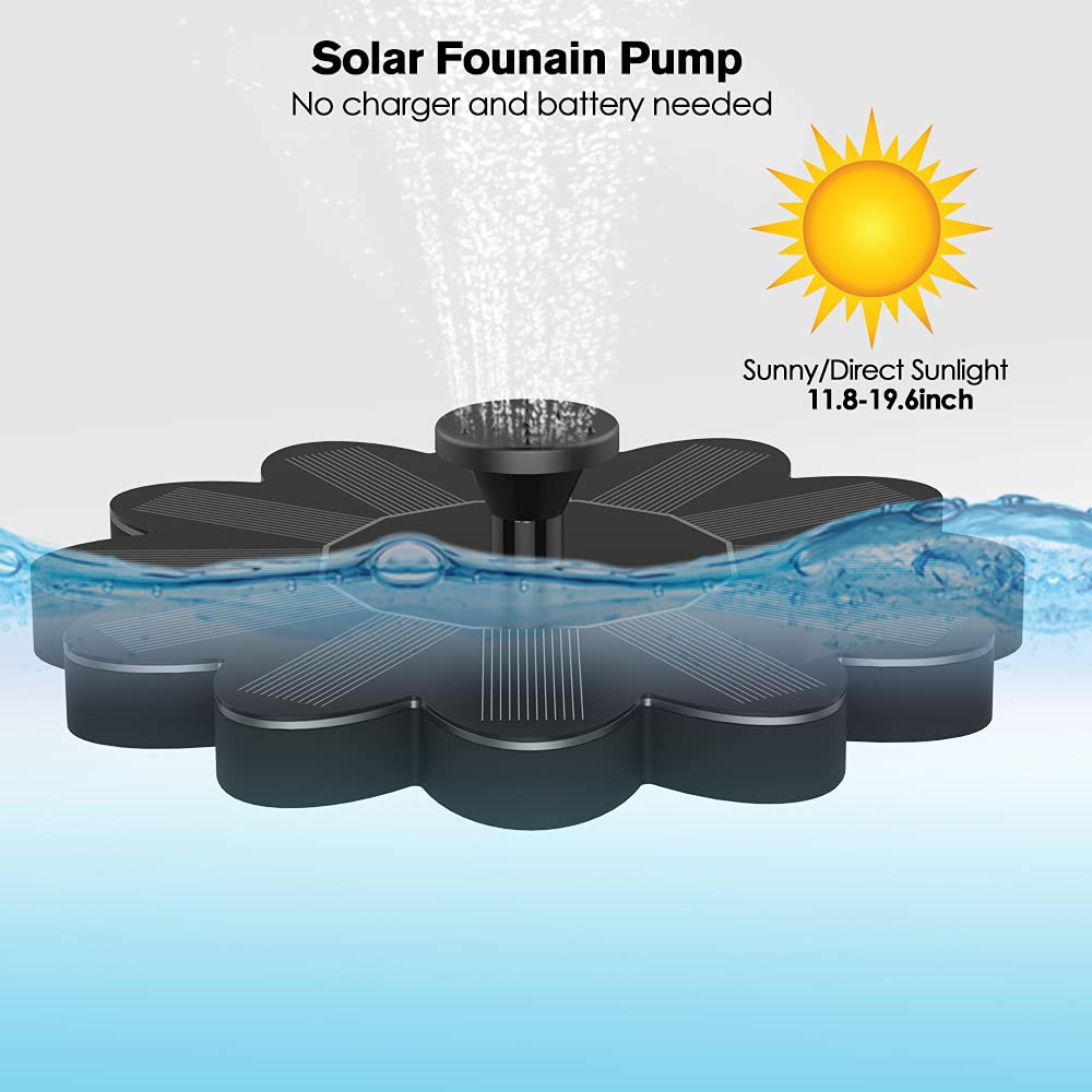 "Solarbetriebener Gartenbrunnen mit Blumen-Design für Teiche, zeigt elegante Wasserfontäne, solarbetrieben, umweltfreundlich"