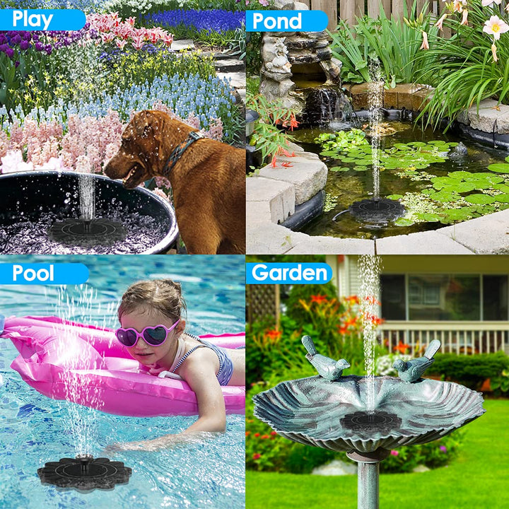 "Solarbetriebener Gartenbrunnen mit Blumen-Design für Teiche, zeigt elegante Wasserfontäne, solarbetrieben, umweltfreundlich"