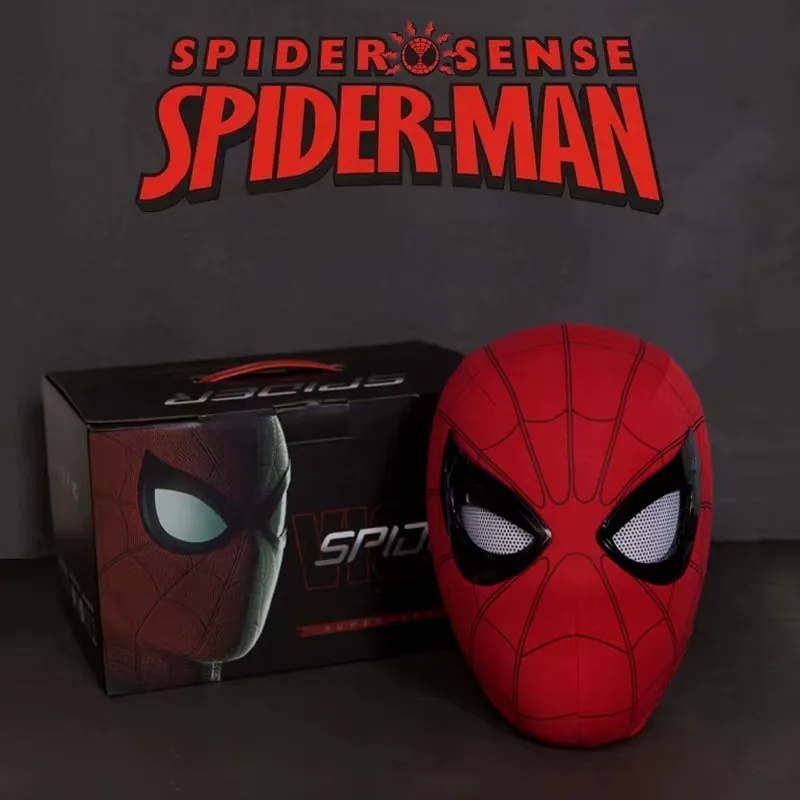 "Spider-Man Maske mit beweglichen Augen, für Kinder geeignet, manuelle und elektrische Steuerung, ideal für Kostüme."
