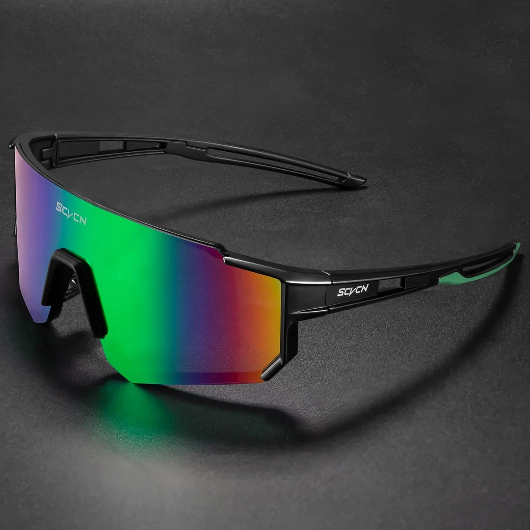 "Sport- und Radbrille mit UV400 Schutz, klare Polycarbonat-Gläser, ergonomisch, für Outdoor-Aktivitäten geeignet, Herren"